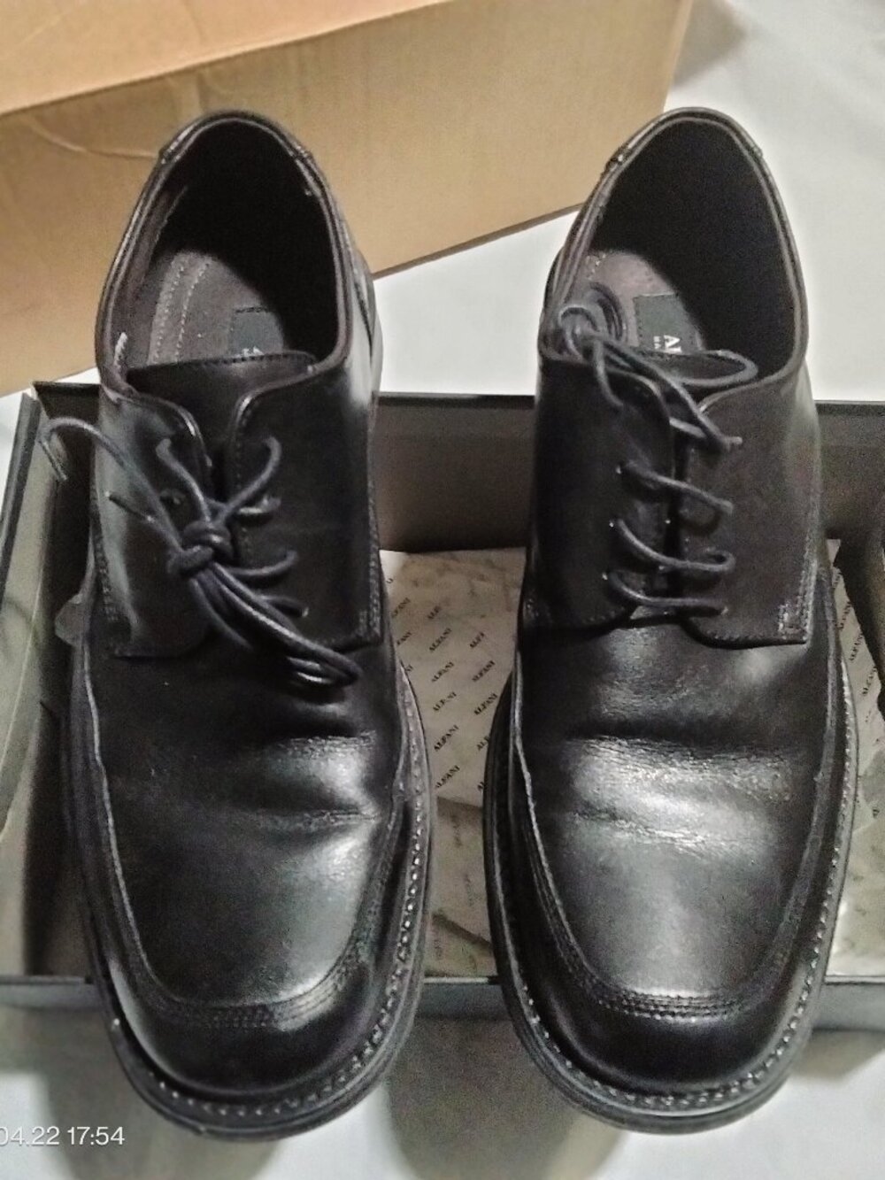 Alfani Prince Men's Black Leather Derby Dress Shoes Made in Italy Size 10 M